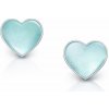 jantario Strieborné mini náušnice s perleťou Srdiečko modré 102575