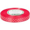 Stuha saténová červená s bielymi bodkami 1,2 cm / 1 m