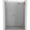 Mexen Lunar-F skladacie sprchové dvere pravé 140 cm, transparentné, brúsená meď - 836S-140-050-65-00-P