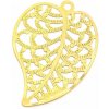 Kovové filigrány, list, 4,9 x 3,5 cm, zlatý 10 ks