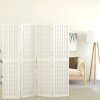 Skladací paraván s 4 panelmi, japonský štýl 160x170 cm biely