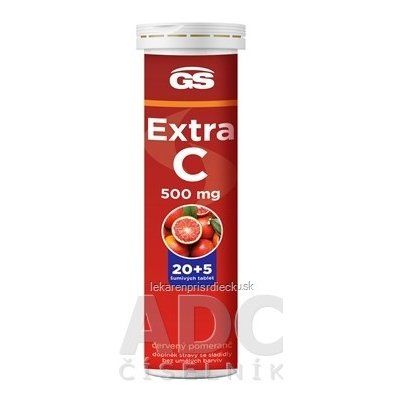 GS Extra C 500 mg tbl eff (inov.2023) príchuť červený pomaranč 20+5 (25 ks)