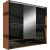 Bývaj s nami SK, HOLAND šatníková skriňa so zrkadlom 250L čierny lesk LTD