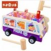 LEAN TOYS Drevená arkádová hra s kladivami - Policajný autobus