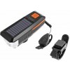 Verk 14491 USB LED svetlo na bicykel s klaksónom a solárnym nabíjaním, oranžové