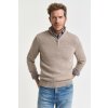 SVETER GANT CASUAL COTTON HALF ZIP DK. SAND MELANGE