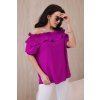 Spanish blouse with decorative ruffle dark purple fuchsiová One size Kesi Włoski 5907302249920