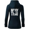 Nápis Muay Thai - Mikina dámska trendy zipper s kapucňou - 2XL ( Tmavomodrá (takmer čierna) )
