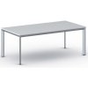 Rokovací kancelársky stôl PRIMO INVITATION, 200x100 cm, sivostrieborná podnož, biela