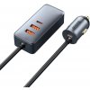 Baseus CCBT-A0G Rýchla Nabíjačka do Autá s Predlžovacím Káblom 120W 2x USB + 2x USB-C Gray 6953156206670