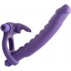 XR Brands Double Delight Rabbit Ring fialový silikónový vibračný krúžok