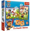 Puzzle TREFL sada 3v1 Tlapková patrolavakci (2 × puzzle + pexeso) (93337)