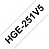 HGE-251, biela / čierna, 24 mm - páska BROTHER HGe251 čierne písmo, biela páska HQ Tape (24mm) (5 ks) (HGE251V5)