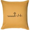 Jesus Saved My Life kríž ekg - Vankúš 50x50 - 50x50 - Iba poťah ( Zlatožltá )