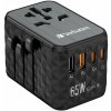 Verbatim, Cestovný adaptér World-to-World UTA-05 GaN III 2x USB-C PD, QC 4+ a 2x USB-A, čierna, 65 W