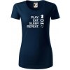 Eat sleep play - šach - Dámske tričko z organickej bavlny Origin (GOTS) - S ( Tmavomodrá (takmer čierna) )