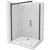 Mexen Omega sprchový kút posuvný 140 x 100 cm, transparentný, čierny + vanička Flat, biela - 825-140-100-70-00-4010B