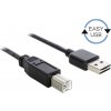 Delock USB kábel USB 2.0 USB-A zástrčka, USB-B zástrčka 1.00 m čierna obojstranne zapojiteľná zástrčka, pozlátené kontakty 83358; 83358