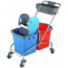 Clean Profi Upratovací vozík 2 x 25 l vedrá chrom. konštrukcia žmýkací lis vanička