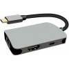 PremiumCord USB-C na HDMI + RJ45 + PD adaptér, hliníkové púzdro