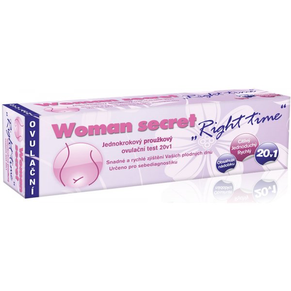 Domáci diagnostický test Woman secret Right Time ovulační test proužkový 20 ks