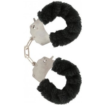 Toyjoy Furry Fun Cuffs - Plyšové kovové putá - Čierne 1ks