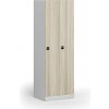 Kovová šatníková skrinka S1, 2-dverová, 1850 x 600 x 500 mm, zámok s čítačkou RFID kariet, laminované dvere, dub prírodný