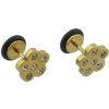 Doria Piercing do ucha z ocele zlaté kvetinky D012