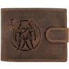 Wild Luxusná pánska peňaženka s prackou s obrázkom znamení zverokruhu - Blíženci - hnedá