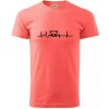 Mýval EKG - Klasické pánske tričko vyššej gramáže - XL ( Korálová )
