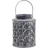 Chic Antique Sivá plechová antik lampáš s kvetmi Ornion - Ø14*18cm - Chic Antique