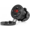 Vodotesná telefónna nabíjačka so spínačom ČERVENÝ LED indikátor digitálny voltometer 2xUSB C 12/24V AMIO-04226