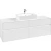 VILLEROY & BOCH Collaro závesná skrinka pod umývadlo na dosku (umývadlo v strede), 4 zásuvky, s LED osvetlením, 1600 x 500 x 548 mm, Glossy White, C134B0DH