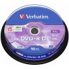 DVD+R disk, dvojvrstvový, 8,5GB, 8x, 10 ks, cake box, VERBATIM 