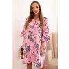 Dámske šaty s kvetinovým vzorom a 3/4 rukávom fango ružová svetlo