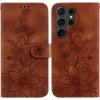 Peňaženkové kožené puzdro Lily na Samsung Galaxy S24 Ultra 5G - Hnedá