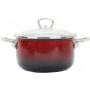 BELIS Smaltovaný hrniec so sklenenou pokrievkou ø 18 cm – 2,2 l – PREMIUM OMBRÉ červený - 71918-033A0DN3