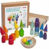 Montessori hračka ULANIK Rainbow: Peg Dolls in Cups with Hats and Balls (SGSB01C0702U-2)