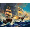 ZUTY Maľovanie podľa čísel - BITKA LODÍ NA ROZBÚRENOM MORI Rámovanie: bez rámu a bez vypnutia plátna, Rozmer: 80x100 cm