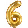 PartyDeco Fóliový balón Mini - Číslo 6 zlatý 35cm