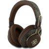 Guess - bezdrôtové slúchadlá 4G Metal Logo, Bluetooth 5.3, ENC, USB-C, eko-koža, on-ear, 300 mAh - hnedé