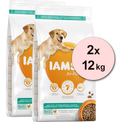 IAMS Dog Adult Light in Fat Chicken 2 x 12 kg