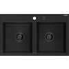 MEXEN/S MEXEN/S - Hektor granitový drez 2-bowl 800 x 480 mm, čierna, čierny sifón 6521802000-77-B