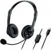 Genius HS-230U, Headset, náhlavný, drôtový, s mikrofónom, ovládanie hlasitosti, kábel 2,4 m, USB-C, čierny