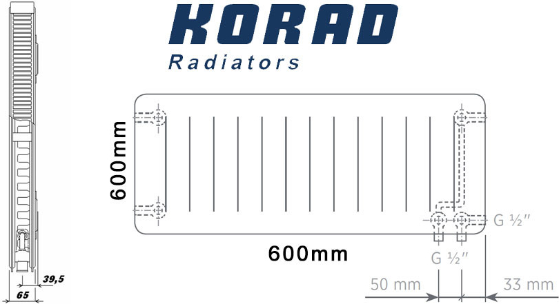Korad Radiators 21VKP 600 x 600 mm