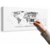 Obraz na korku detailná mapa sveta v čiernobielom prevedení