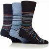 Pánske 3 páry bavlnené ponožky Gentle Grip FINE STRIPE široký lem bez gumičiek