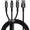 Kábel USB 3v1 Baseus Tungsten Gold, USB na micro USB/USB-C/Lightning, 3,5 A, 1,5 m (čierny)