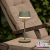 Konstsmide LED dobíjacia stolová lampa Lyon, zelená/šedá, IP54, stmievač, CCT, RGB - 7830-630