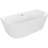 Mexen Oval, voľne stojaca nástenná vaňa 160 x 80 cm, biela, chrómový prepad, 52671608000-01